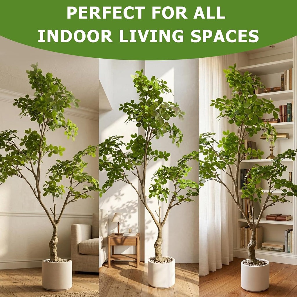 7ft Large Artificial Tree, Hand-Painted Trunk Faux Floor Plant