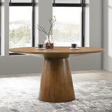 Terra 59" Round Transitional Dining Table, Engineered Wood, Smooth Finish, Mid-Century Modern Pedestal Base, 1" Thick