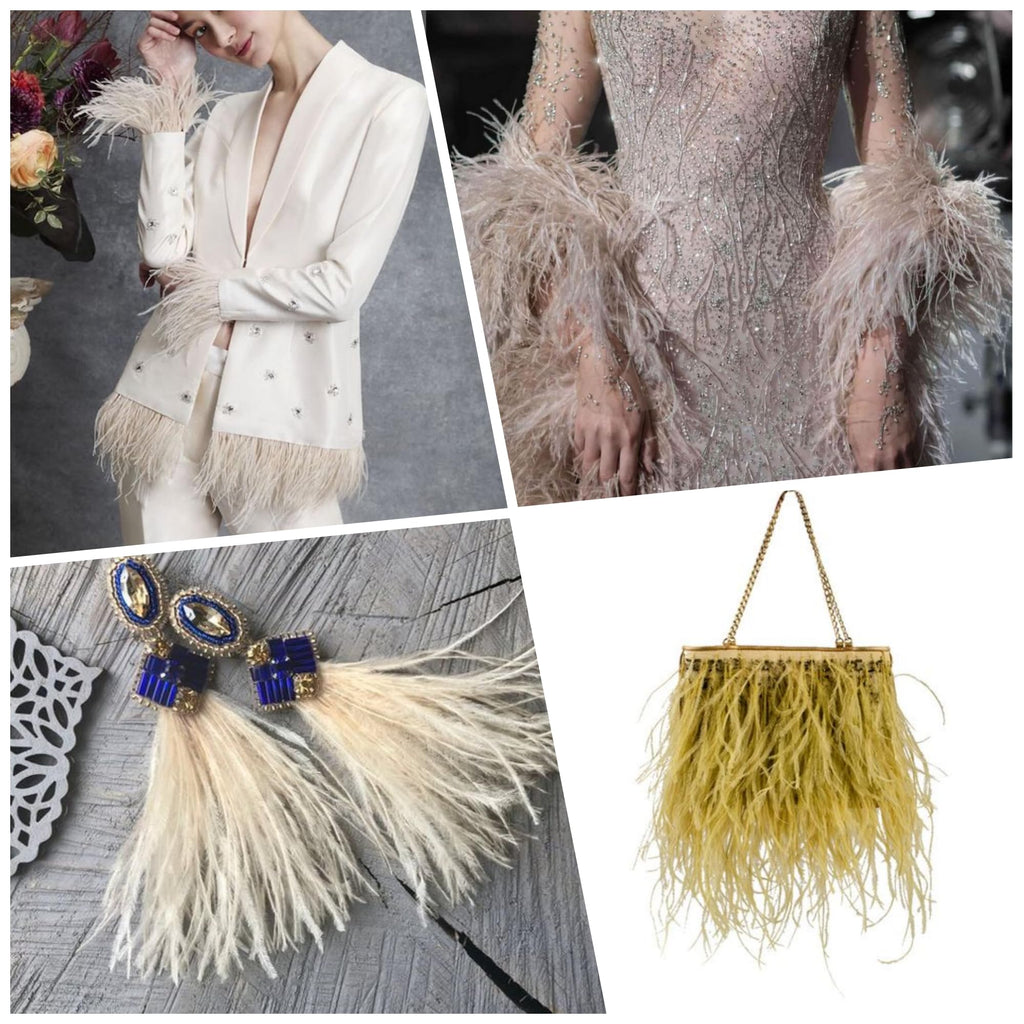 5-7inch Champagne Ostrich Feather Trim for DIY Sewing,2Yards