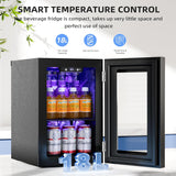 18L Beverage Refrigerator Cooler 24Can, Mini Fridge with Quiet Compressor, LED L