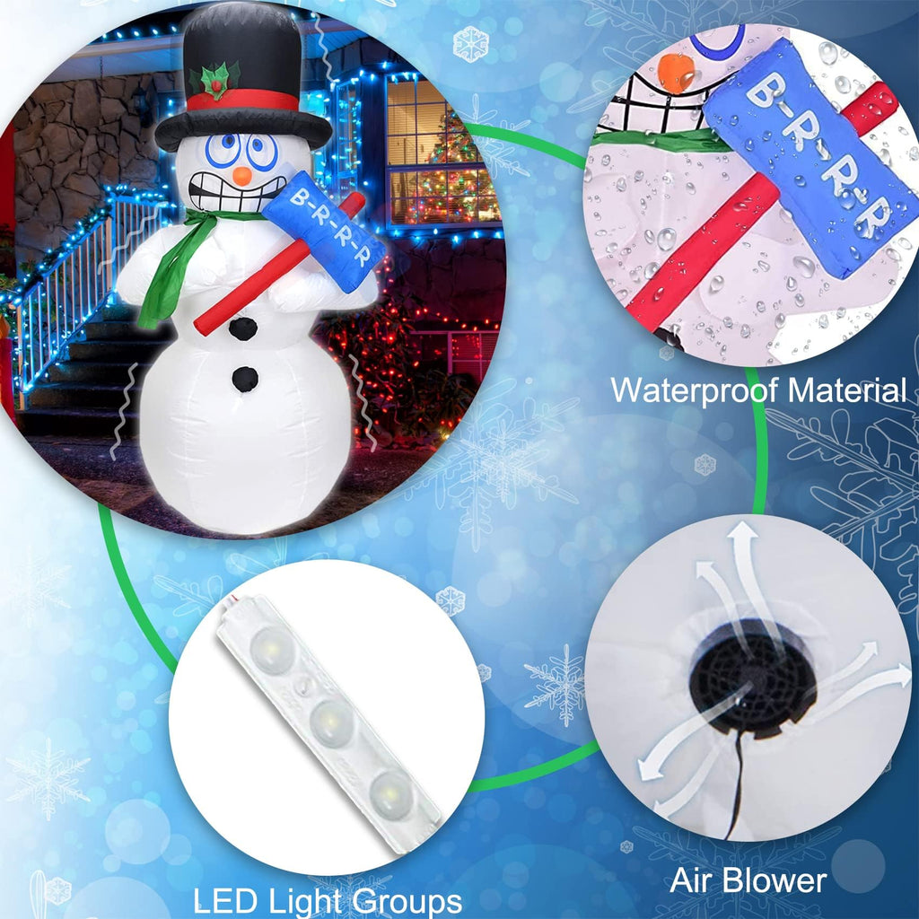 6FT Christmas Inflatables Shivering Snowman Inflatable Outdoor Indoor Decorations, Animated Shaking Snowman