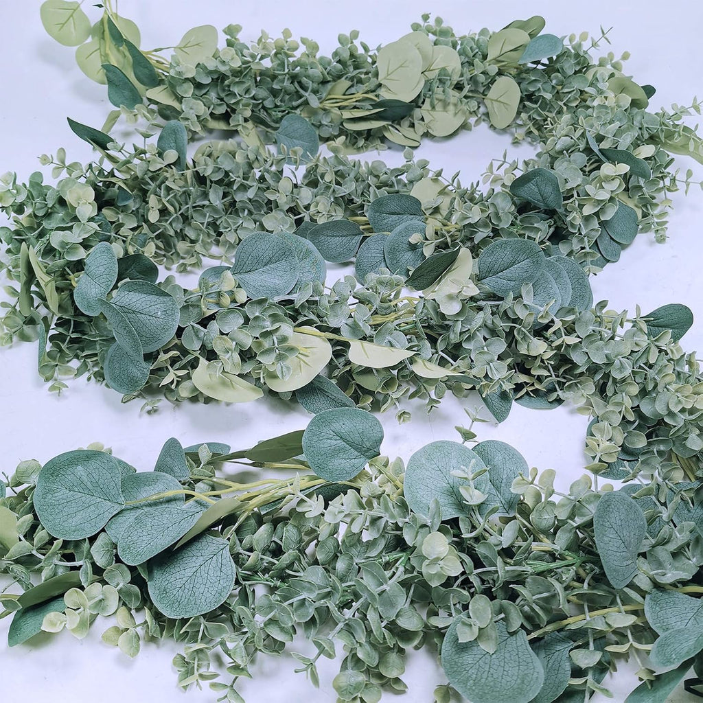 8.3' Long Faux Eucalyptus Greenery Garland - Silver Dollar Eucalyptus for Wedding Arch, Swag, Backdrop, Doorways