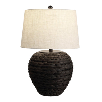 Alaro Table Lamp Woven Water Hyacinth Basket 24.5", Black