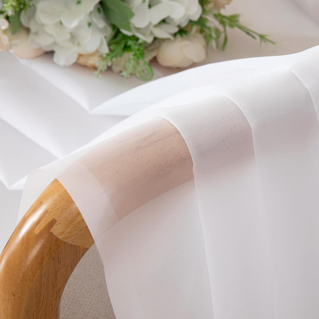 Sheer White Valances for Windows 2 Pack, Small Window Curtains for Living Room Bathroom Cafe Laundry Basement, Modern