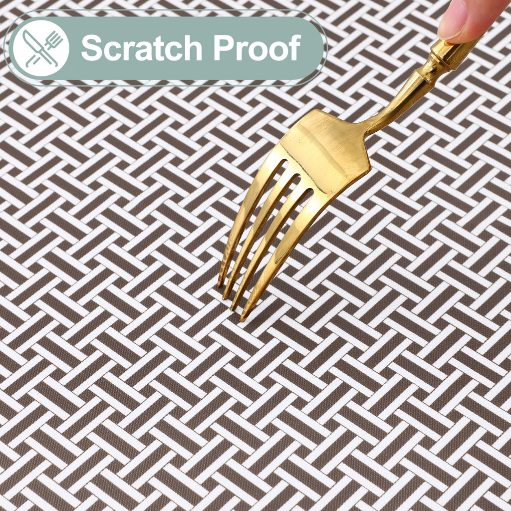 Round Fitted Vinyl Flannel Backed Tablecloth with Elastic Edge