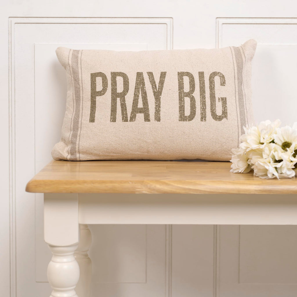 Light Striped Pillow, 15 x 10-Inches, Pray Big