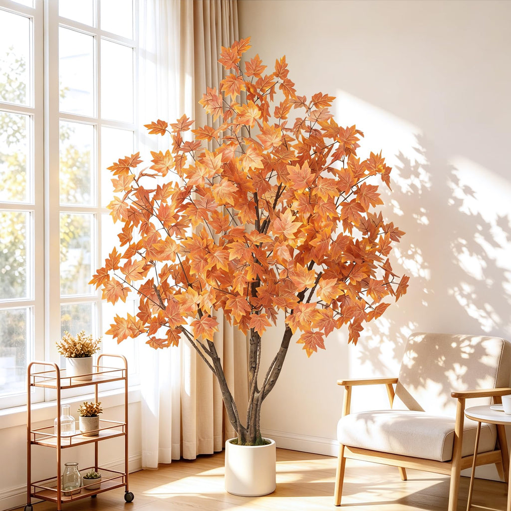 Artificial Fall Maple Tree 5FT, Indoor Outdoor Faux Tree