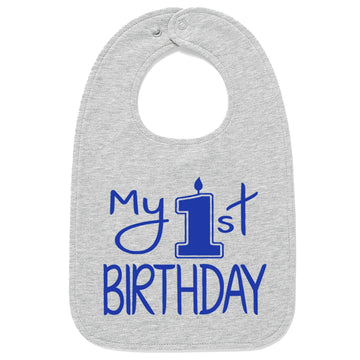 Handmade Cute Baby Boy Girl First Birthday Smash Cake Bibs - My 1st Birthday Bib (Royal Heather)