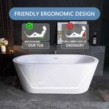 64" Free Standing Tub, Pure Acrylic Freestanding Bathtub, Stylish Stand Alone Contemporary Deep Soaking Bath Tub