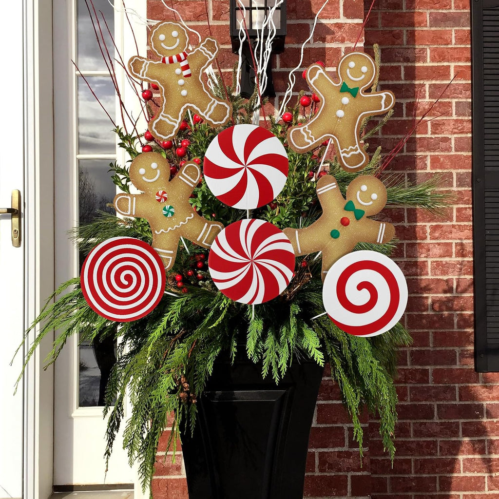 Christmas Decorations Indoor Tree Picks: Large Red White Peppermint Lollipop Christmas Picks for Tree, Cute - Set of 12