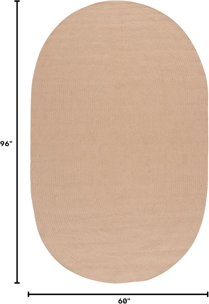 Braided Oval Rug, Jute Textured Brown BRA802A