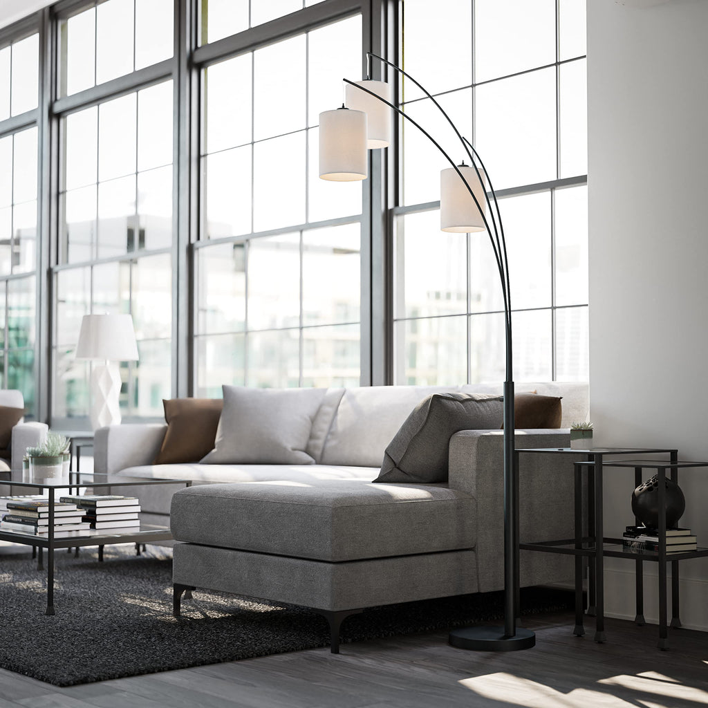 Leah Modern Arc Floor Lamp, Black, 87.5 Inch Height, 31.5 Inch Width, 31.5 Inch Depth