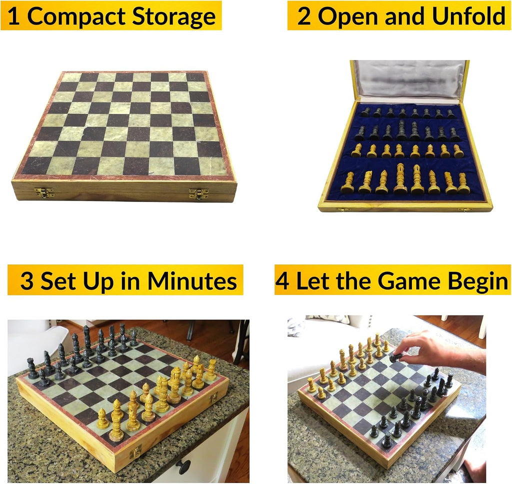 Chess Gifts for Men, 14 in Marble Chess Set, Happy Birthday Gifts for Men, Classic Board Games Collection, Coffee