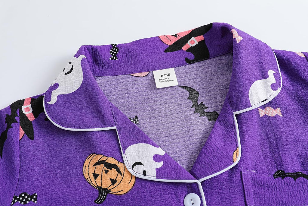 Big Girls Button Down Pajama Sets 2PCS Shorts Set for Teens