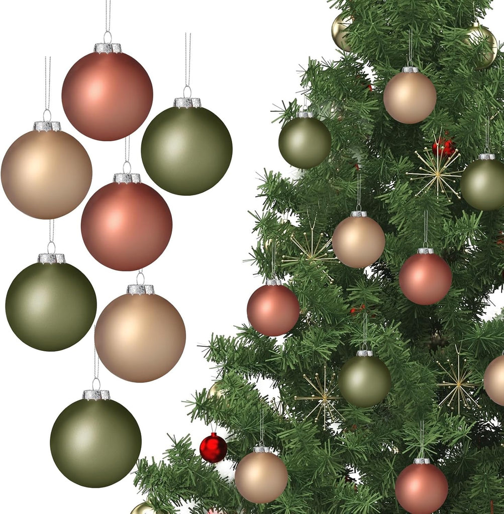 12 Pcs Neutral Glass Christmas Ball Ornaments 3.15" Rustic Glass Ball Ornaments for Christmas Tree for Xmas Tree