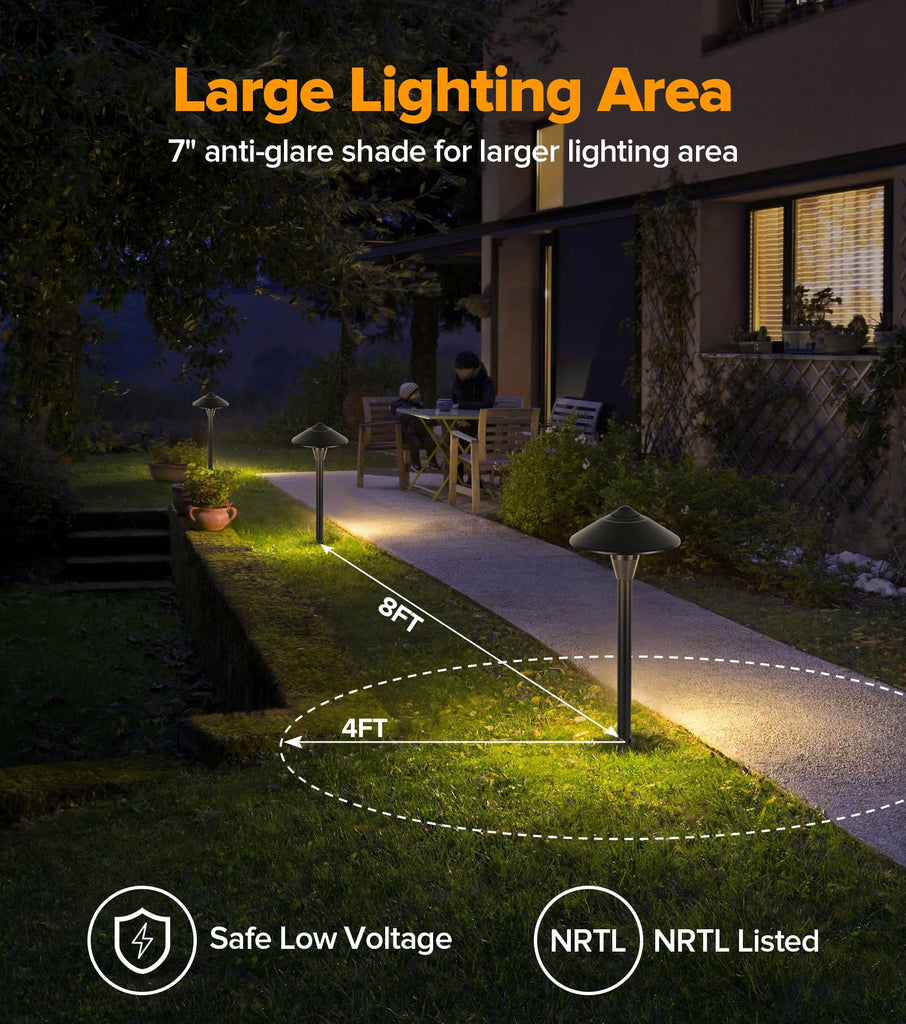 12V Low Voltage Pathway Lights, Die-cast Aluminum Pathway Lights with Connectors,IP65 Waterproof Outdoor Landscape