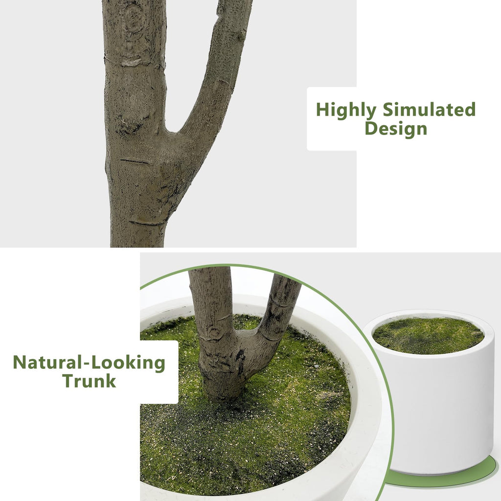 Olive Trees Artificial Indoor, 2 PCS 6FT Faux Olive Tree with Tall Pot, Natural Wood Trunk Treemote and Leaves, Fake