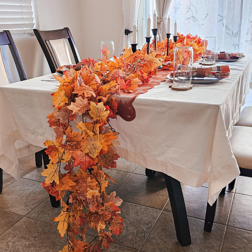 9 Pack Fall Leaf Garland, Total 53.1Ft Artificial Fall Vines Autumn Garland Fall Maple Leaves Thanksgiving Decor