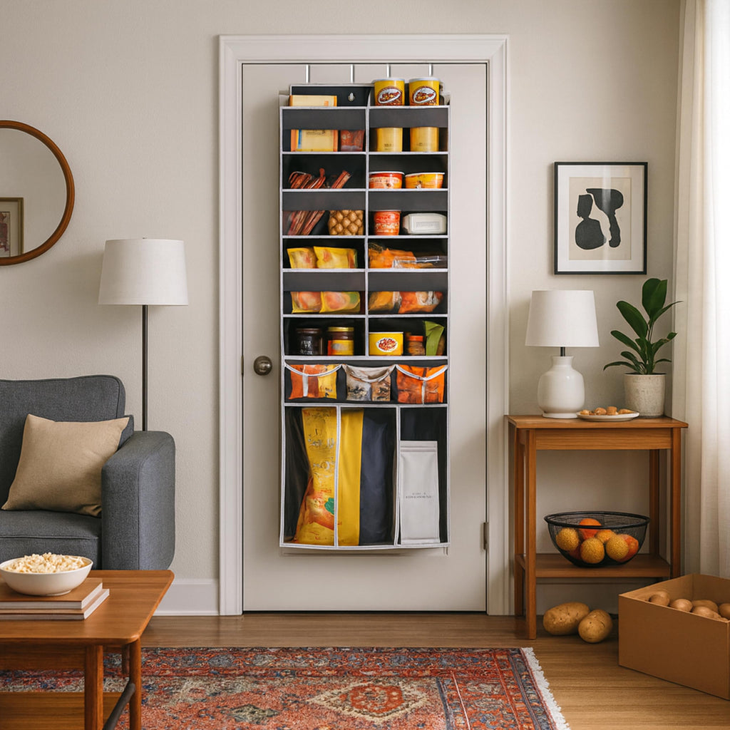 Extra Large Over The Door Organizer with Clear Pockets - 8 Compartments & XL Bottom Storage, Heavy-Duty Hanging