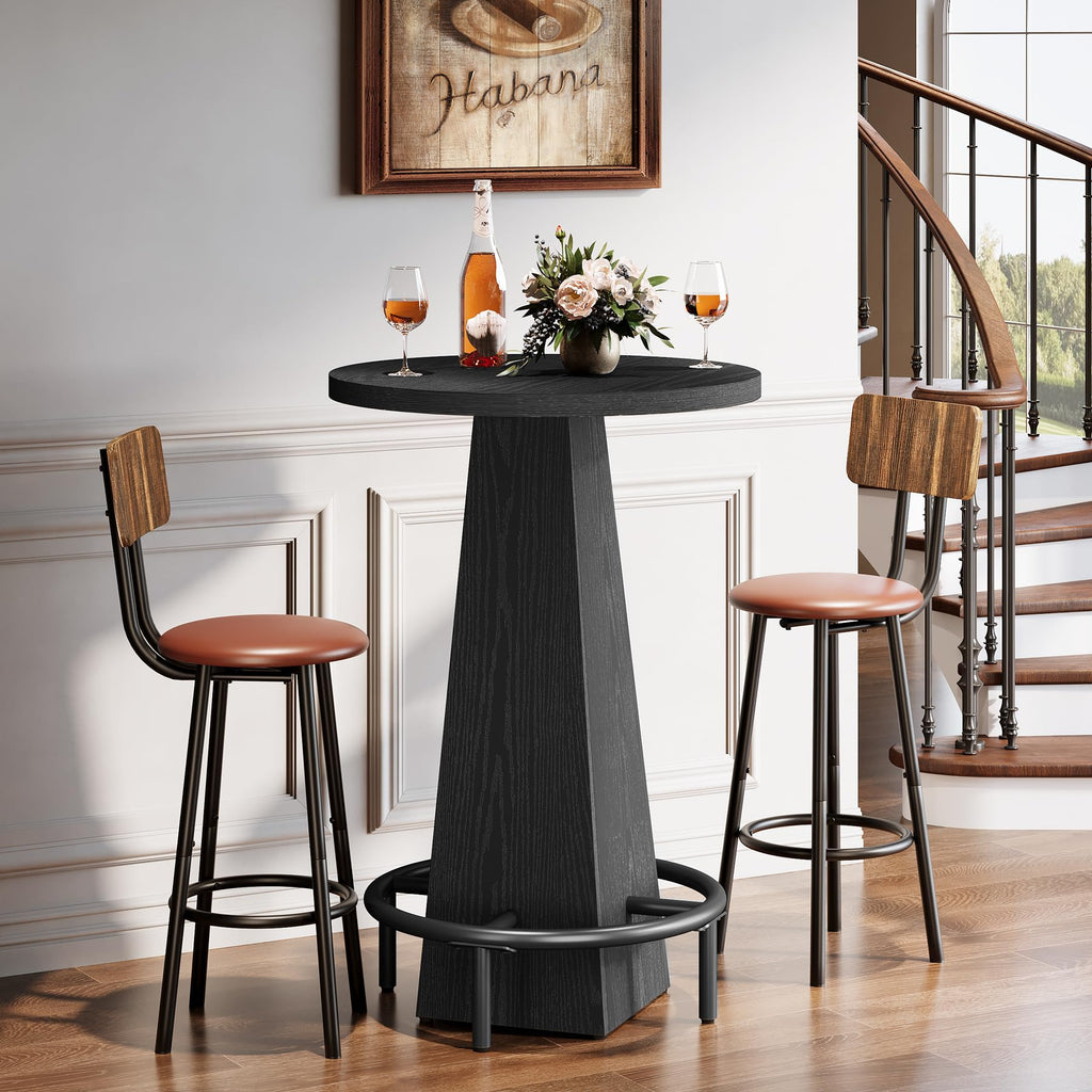 Bistro Pub Table, 37.4" High Round Bar Table for Small Bars