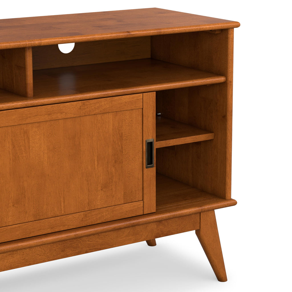 Draper 54" Wide Solid Wood TV Stand in Teak Brown