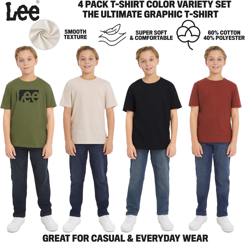 Boys' 4 Pack Variety Super Soft Stretchable Tee Short Sleeve T-Shirt