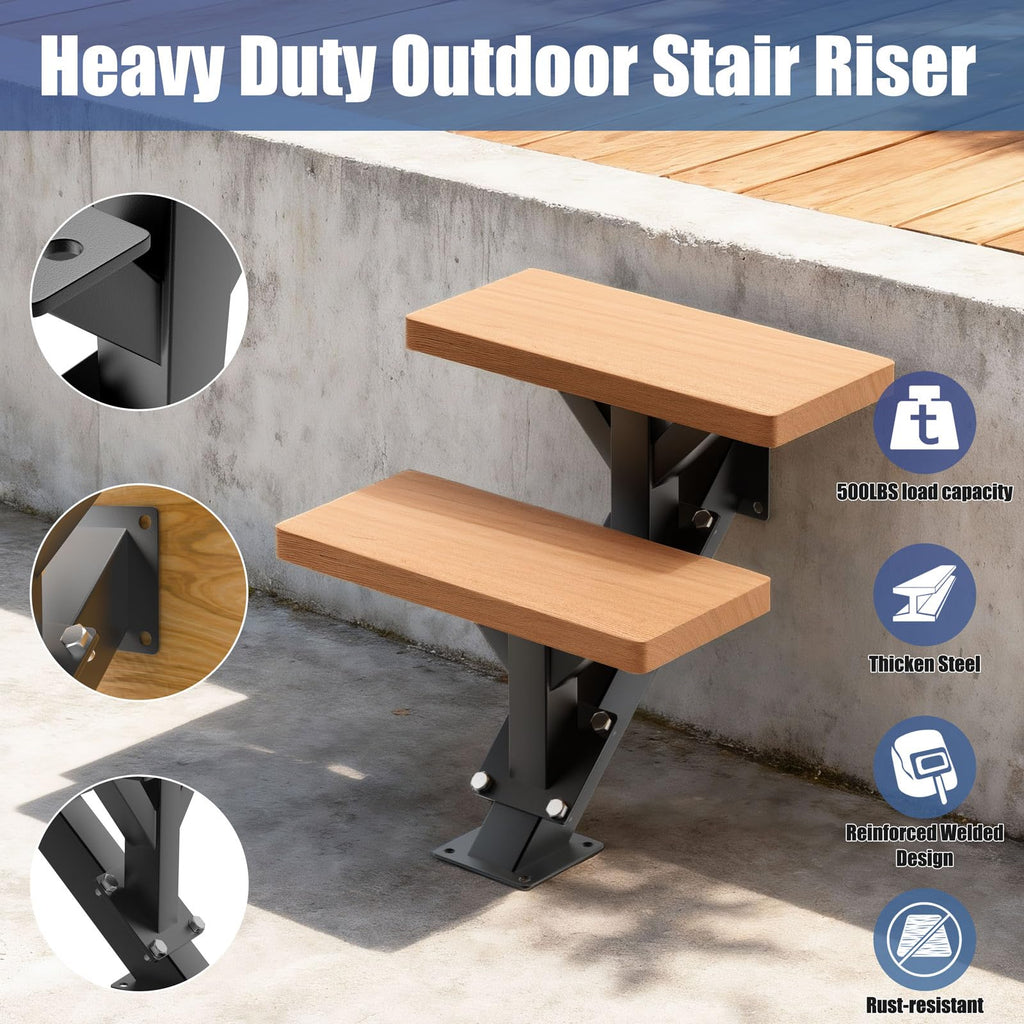 3 Step Metal Stair Stringers, Stair Riser for Deck Height 21.3"