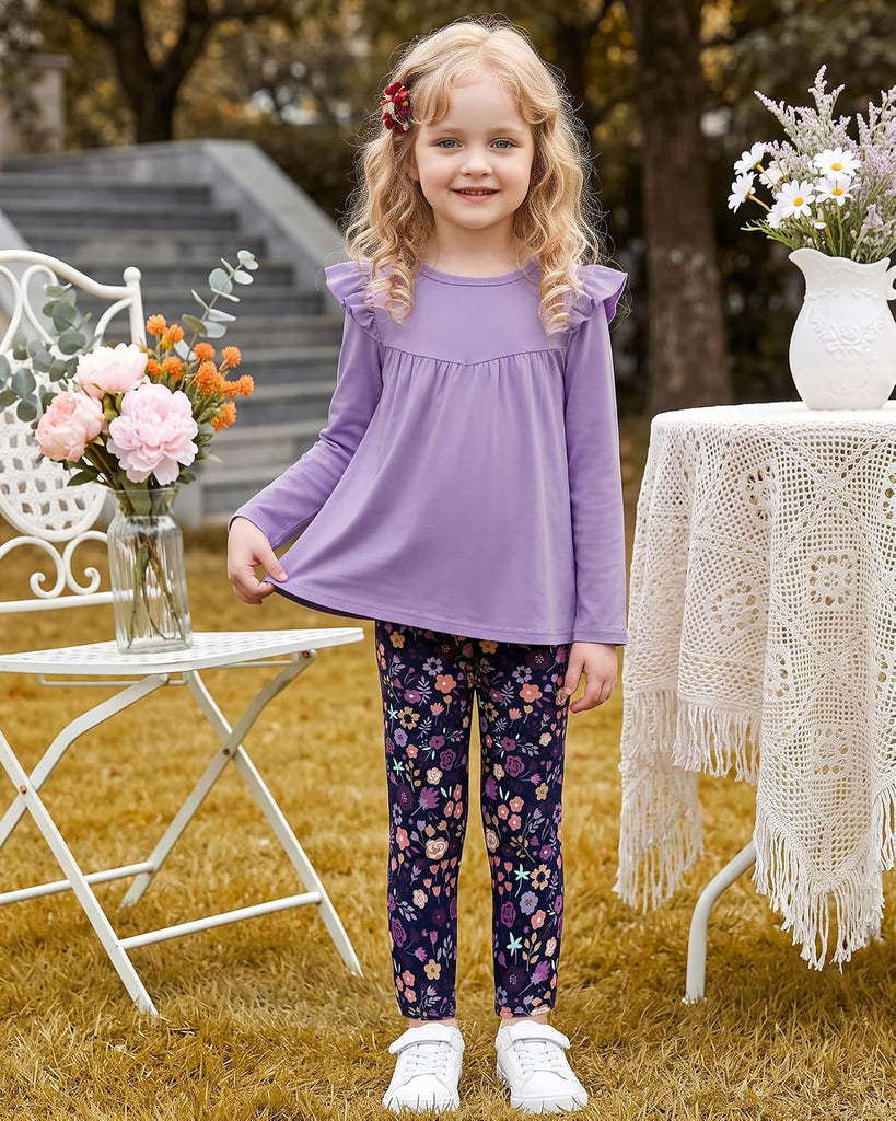 Toddler Girl Clothes Fall Outfits Ruffle Top Floral Pants Set