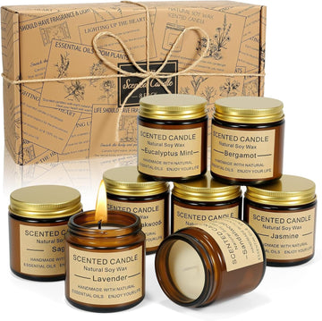 Scented Candles, Natural Soy h Elegant Packaging - Reassuring Gifts for Women and Men, Suitable - Set of 8