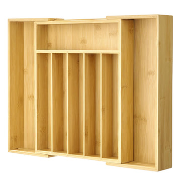 Expandable Bamboo Drawer Organizer, Adjustable Tray