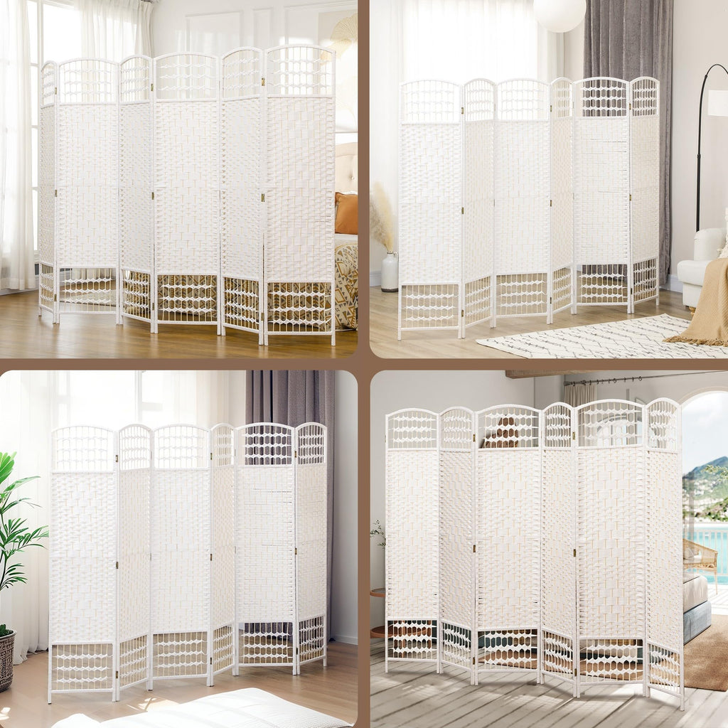 6 Panel Room Divider, Folding Privacy Screen, 5.6', White