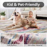 5x7 Area Rugs for Living Room, Colorful Modern Abstract Area Rug, Washable Kids Rugs for Playroom, Non Slip Soft