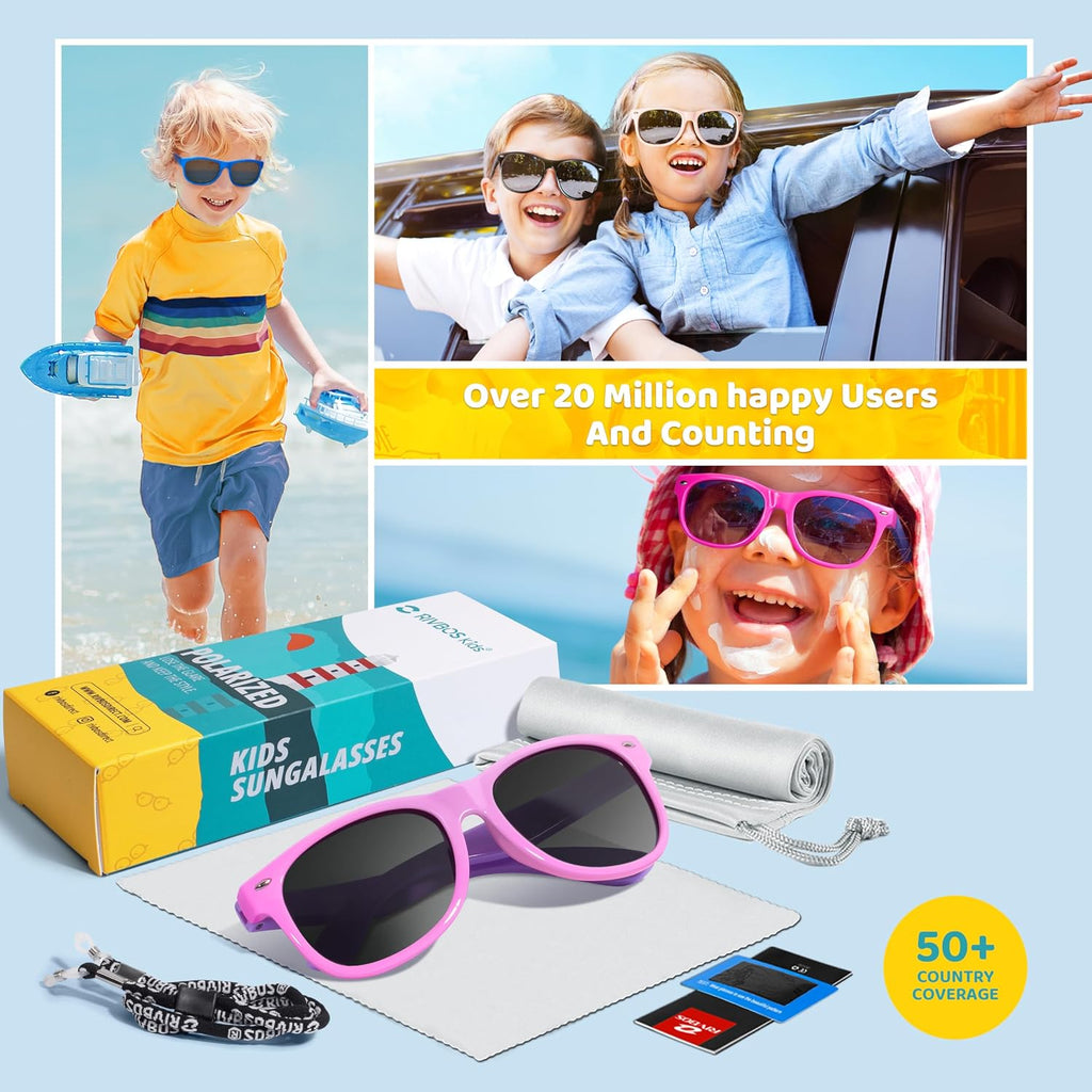 Kids Sunglasses Polarized UV400 TPE with Strap for Boys Girls RBK004