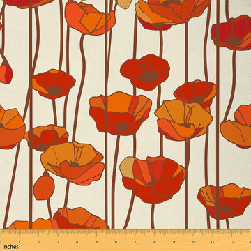 Poppy Flowers Upholstery Fabric Soft 1 Yards