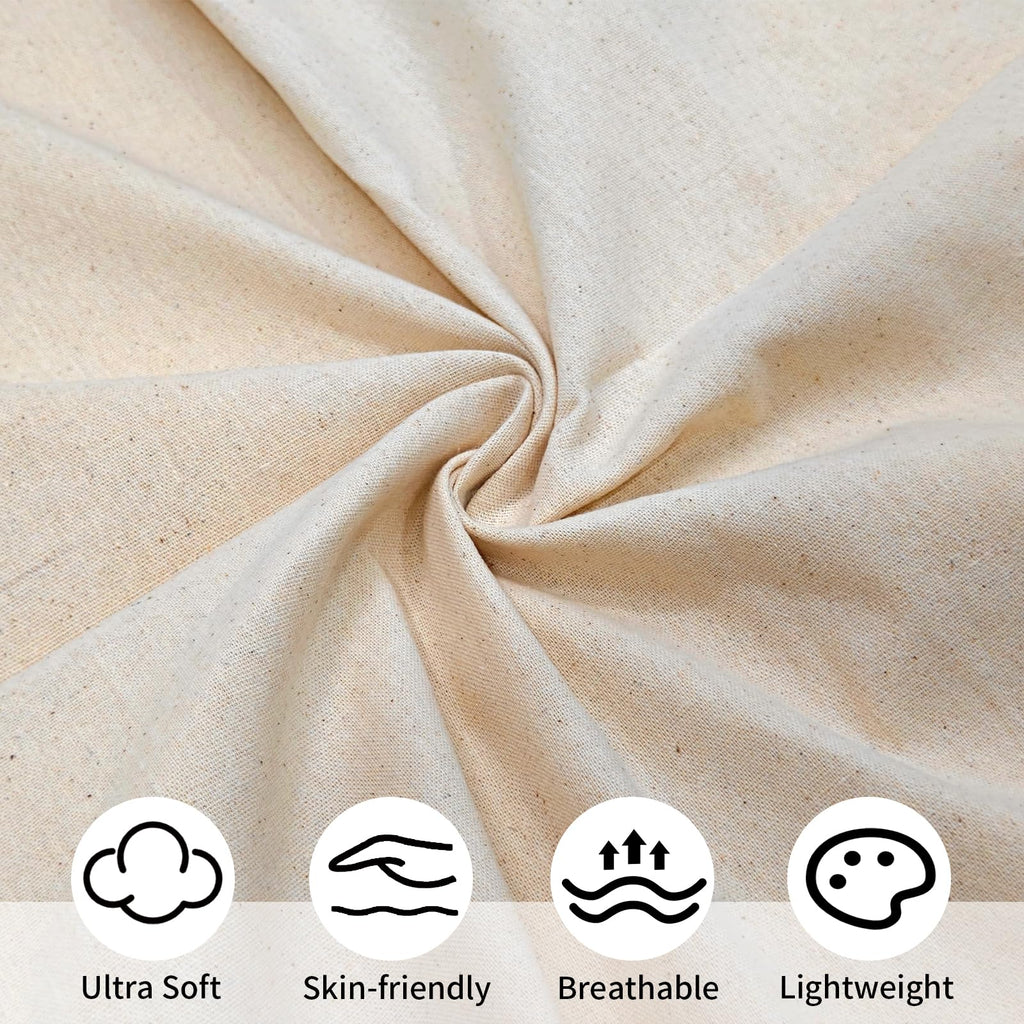 Cotton Muslin Fabric Bolt 63" Wide 25 Yards - 100% Natural Unbleached Cotton Fabric for Sewing, Quilting, Pattern