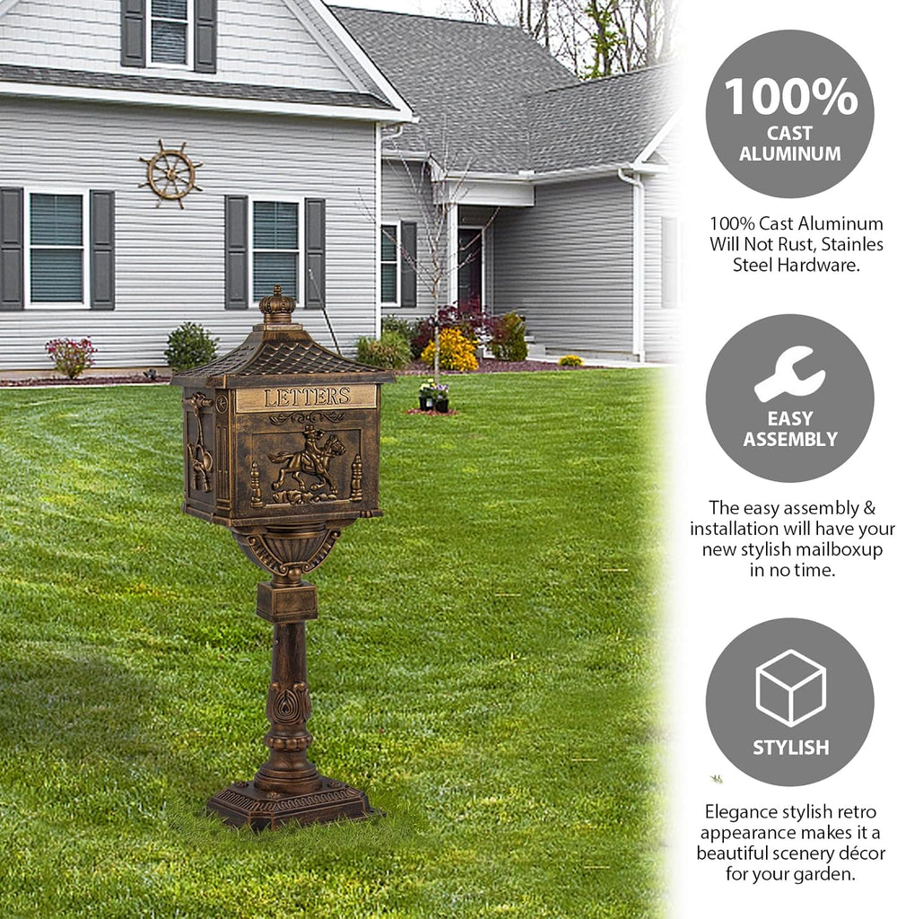 Mailbox Cast Aluminum Bronze Mail Box Postal Box Security Heavy Duty New