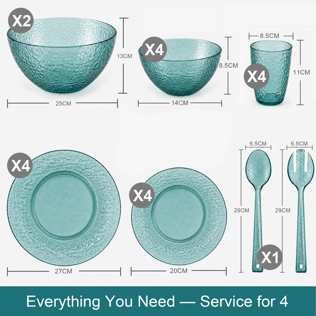 20 Piece Dinnerware Set for 4 and Salad Serving 10-inch Bowls