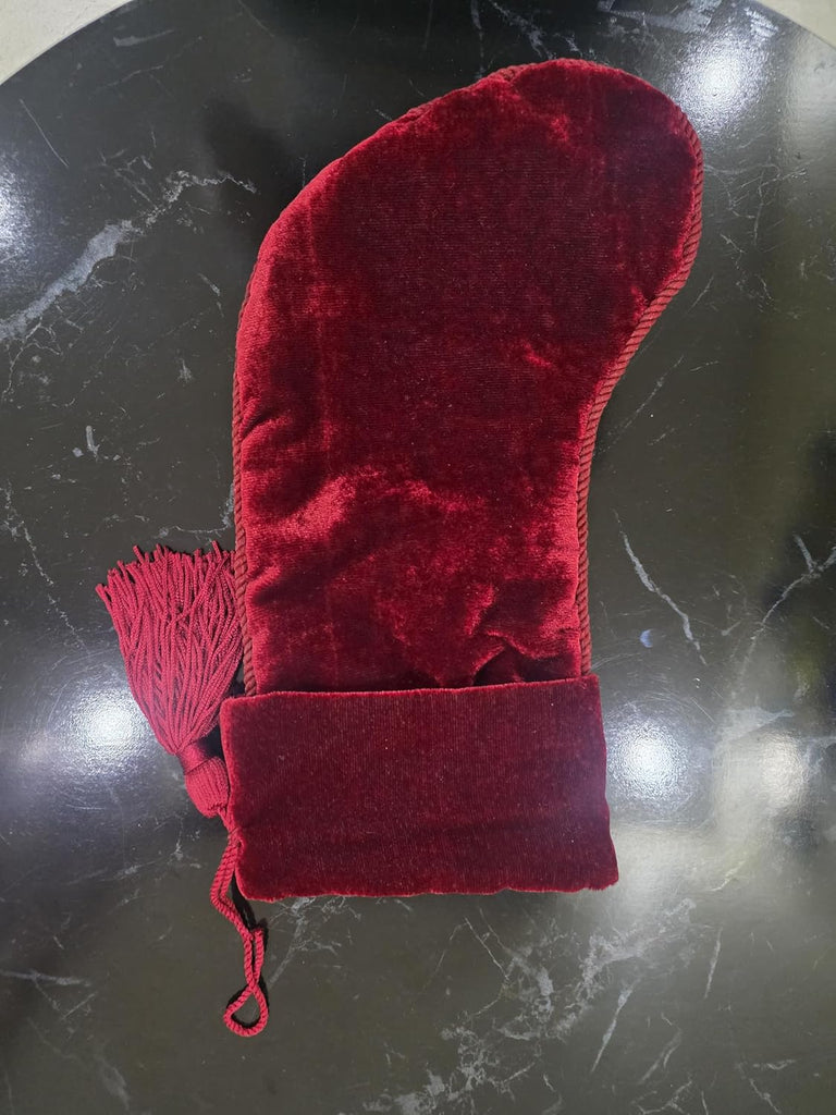 Handmade 12 Inch Red Velvet Christmas Stocking with Beaded Snowman, Holiday Stocking with Tassel, Embroidered