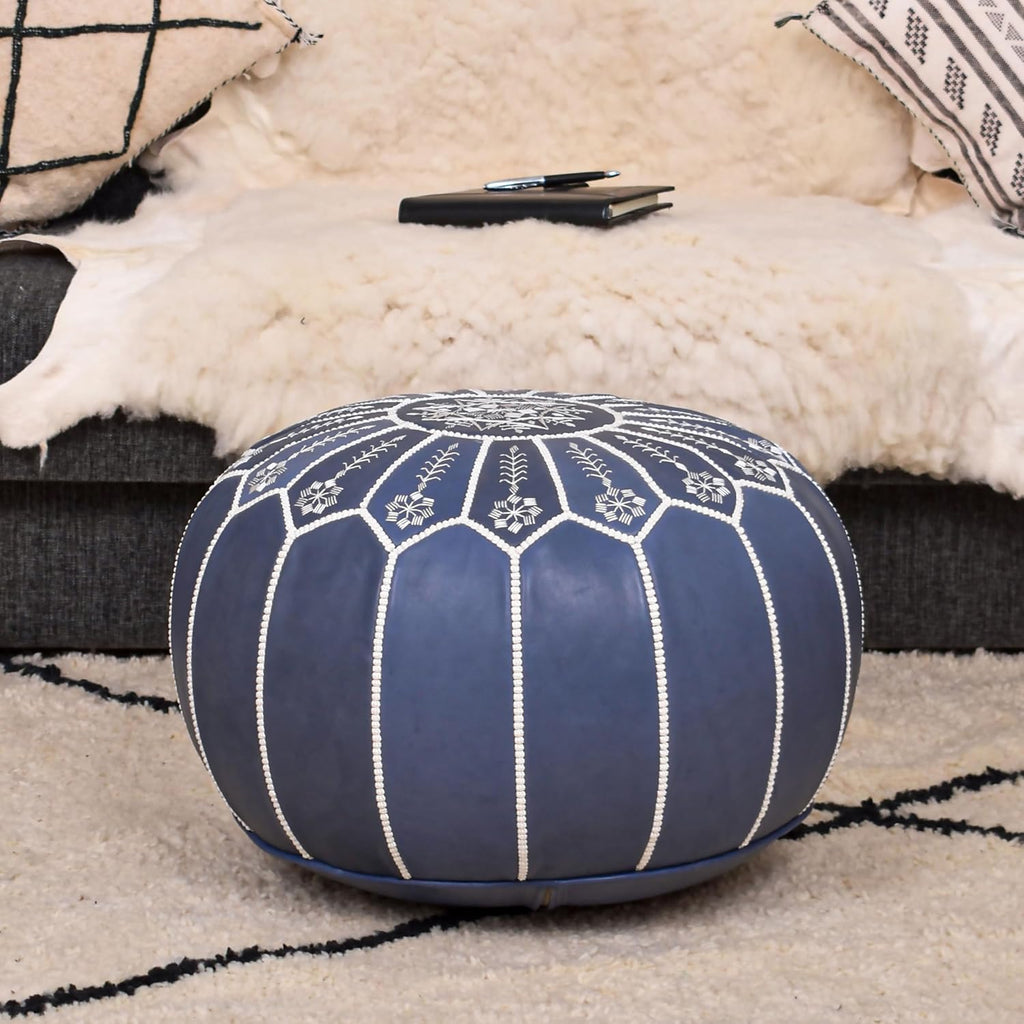 Ottoman Pouf - Stuffed, Foot Stool Ottoman Pouf, Luxury Floor Pouf , Ottoman Pouf Cover, Moroccan Pouf, Genuine