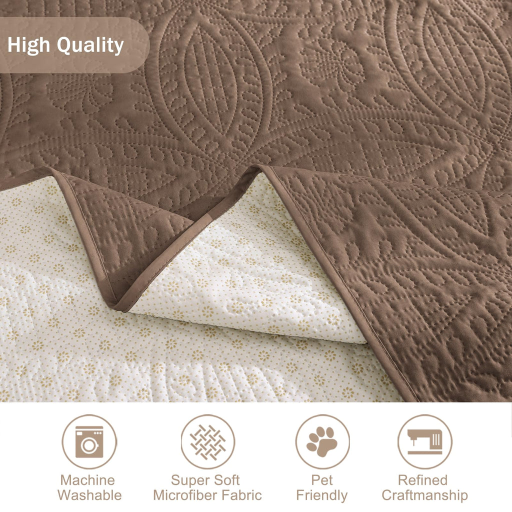 Toffee Loveseat Covers for 2 Cushion Couch, Water-Repellent Covers for Love Seat Sofa, Machine Washable Quilted Couch
