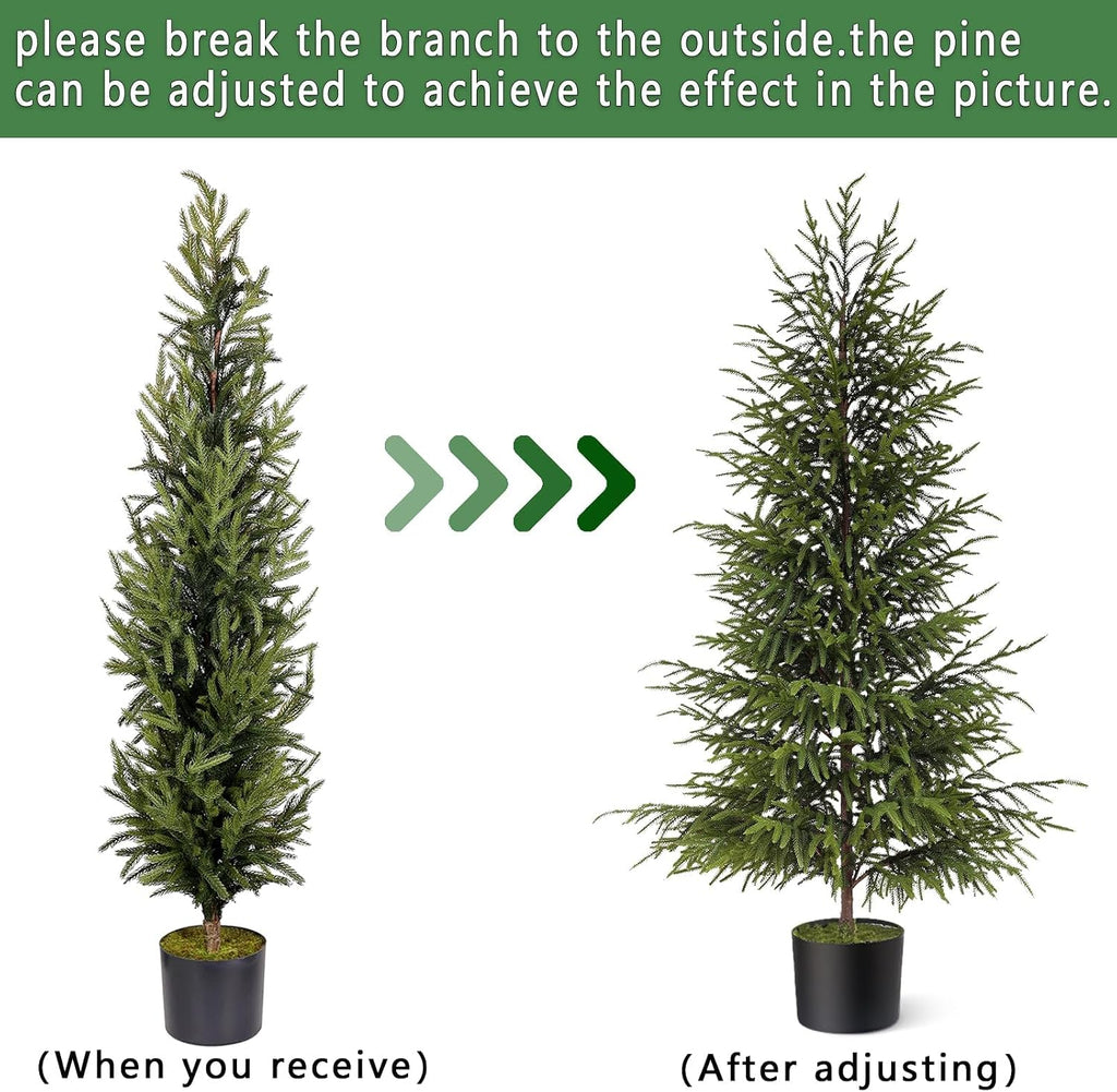 4FT 1Pcs Artificial Norfolk Pine Potted Christmas Tree for Front Door Decor