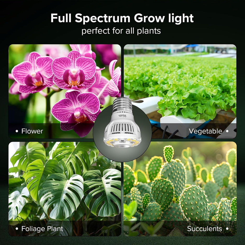 A15 7W Full Spectrum Grow Light Bulbs, E26, 2 Pack