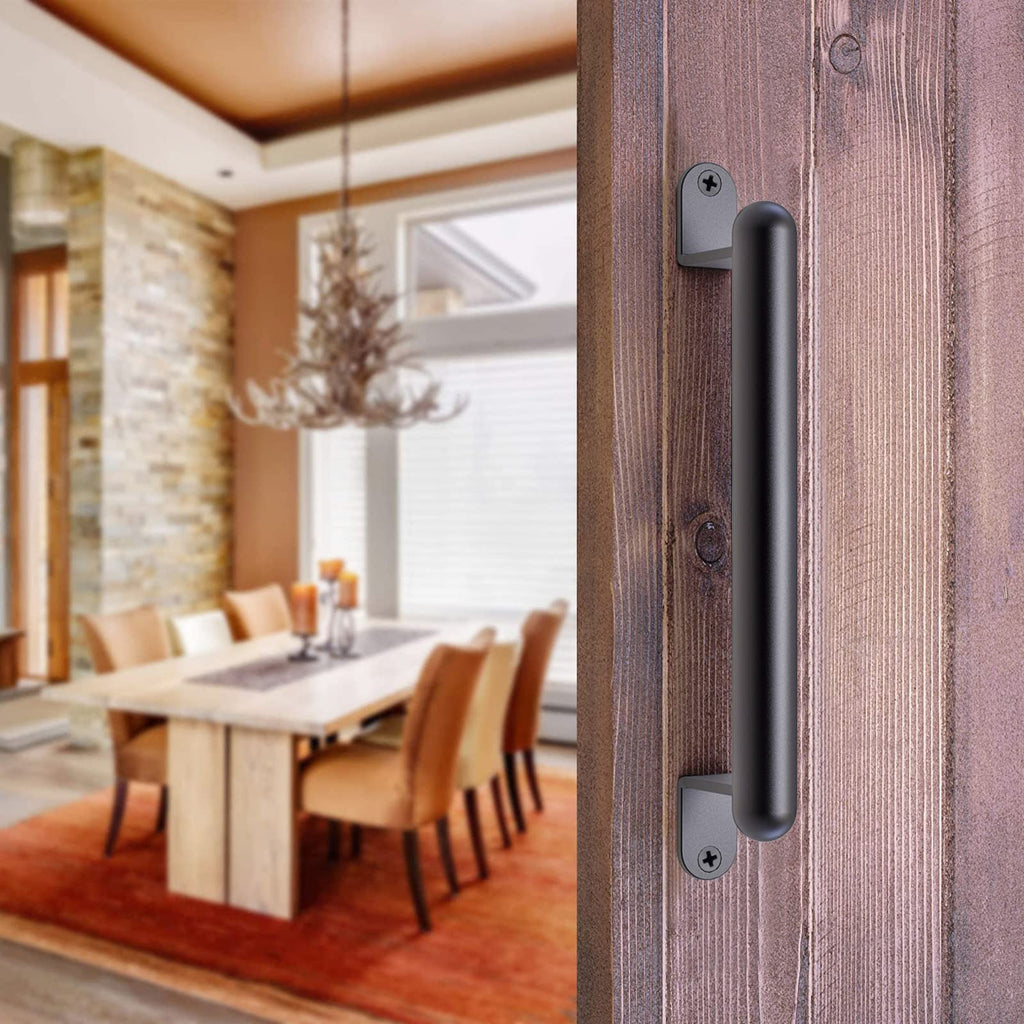 12" Barn Door Pull Handle, Heavy Duty Sliding Door Handle for Gate, Closet, Garage, Drawer, Towel Bar, Stairs, Black