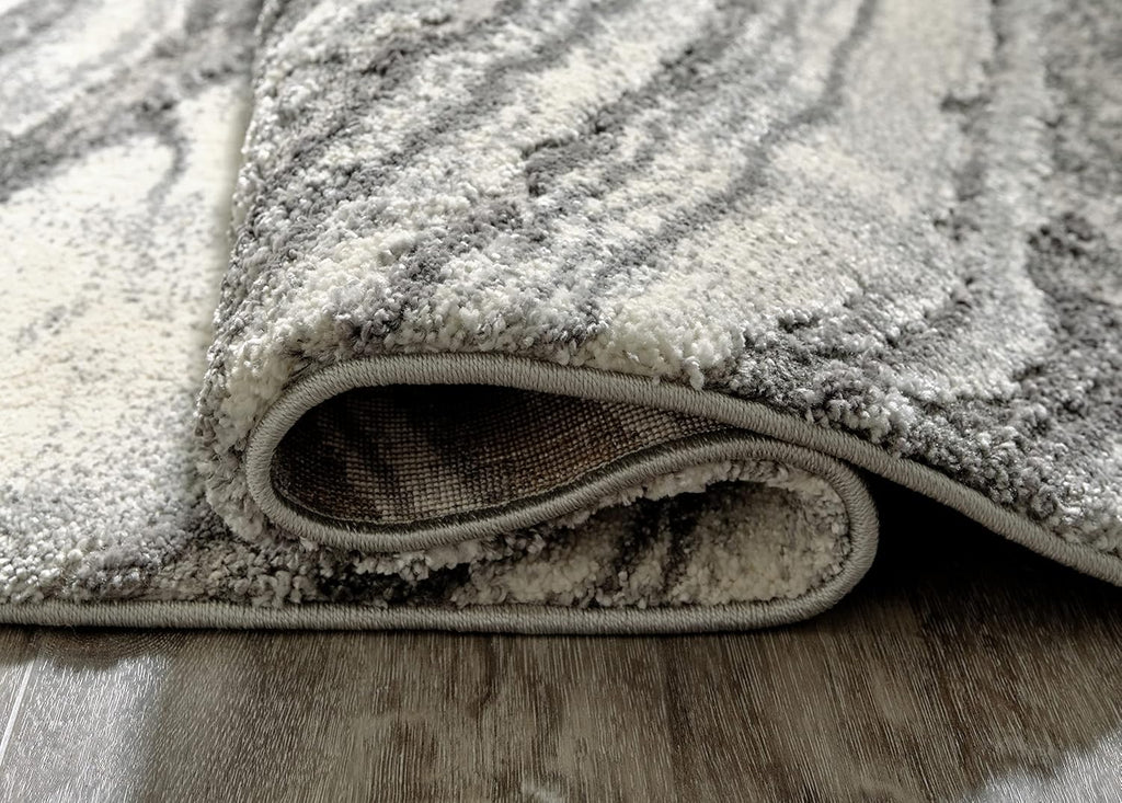 Wysdale Contemporary 8 x 10 High Pile Quartz Inspired Rug, Cream & Gray