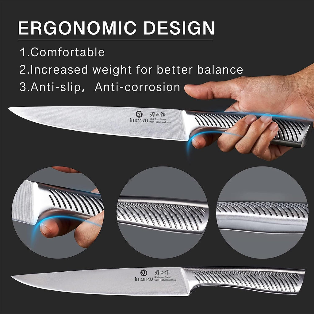 14 Pcs High-Carbon Stainless Steel Kitchen Knife Set Black | 56±2 HRC Hardness | Build-in Sharpener | Full Tang