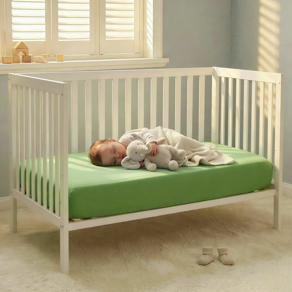 Microfiber Crib Fitted Sheets, 2 Pack, 28 x 52, Green