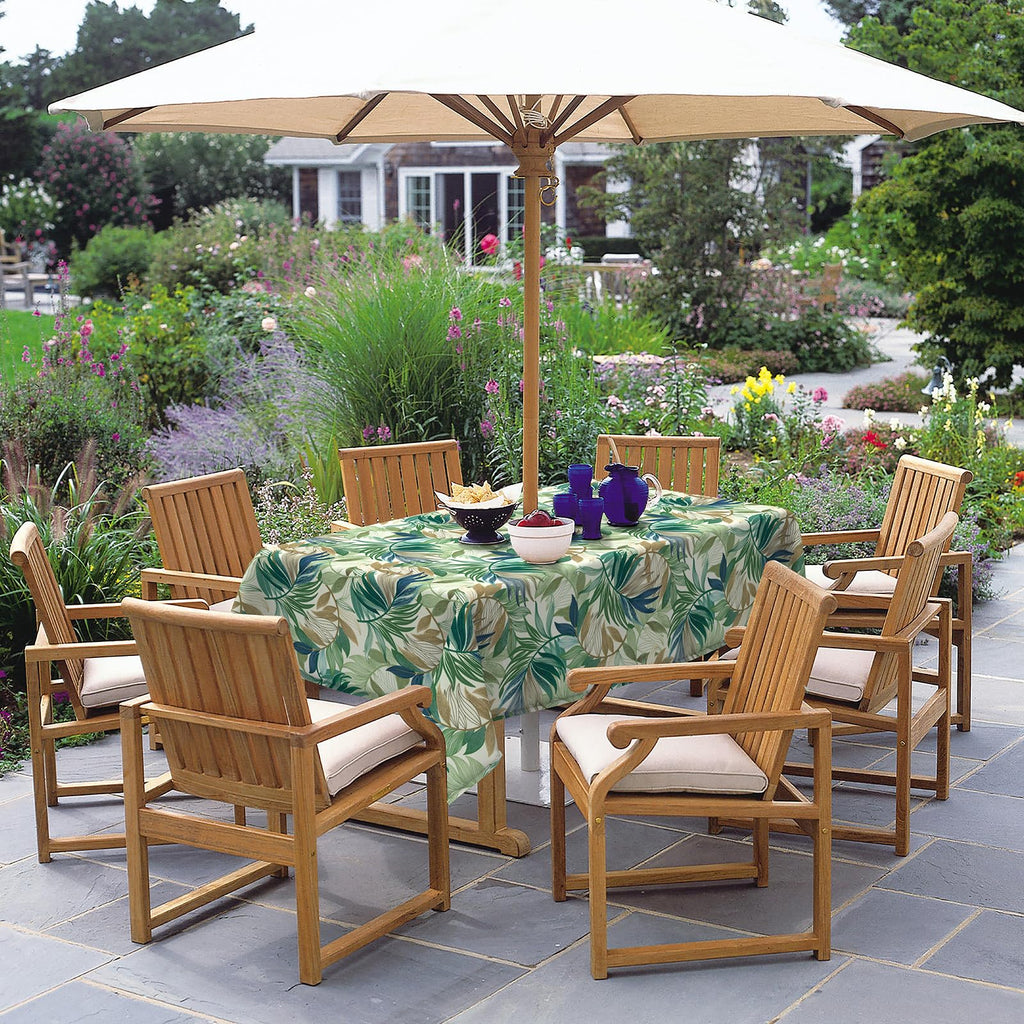 Outdoor Rectangle Tablecloth with Umbrella Hole and Zipper 84" x 60", Water Repellent Floral Picnic Cover, Fade &