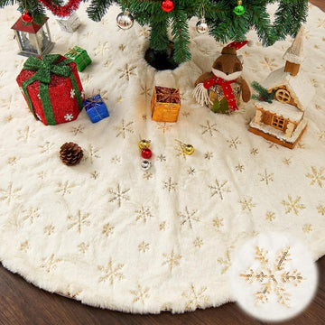 Christmas Tree Skirt, 72 Inches Large White Xmas Tree Skirt Cover