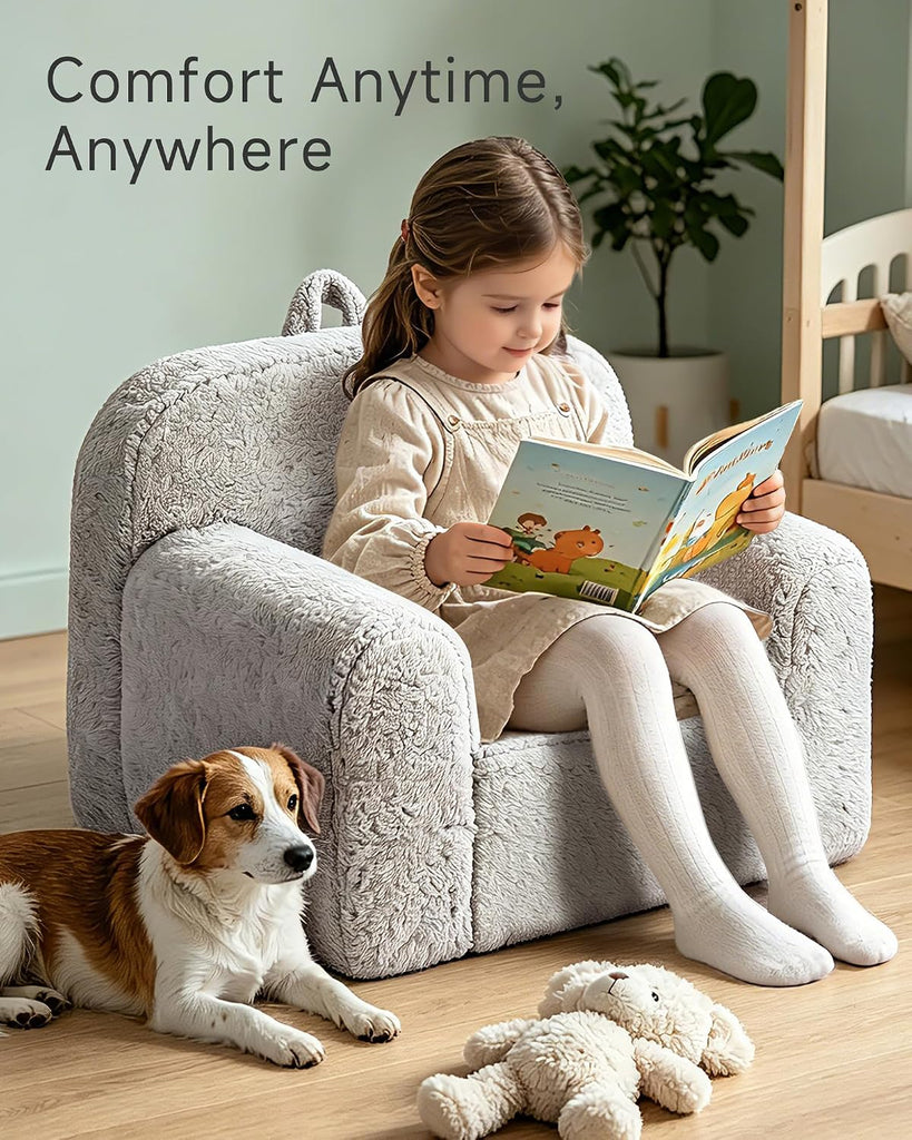 23" Kids Chair & Couch with Washable Sherpa Cover, Birthday Gifts