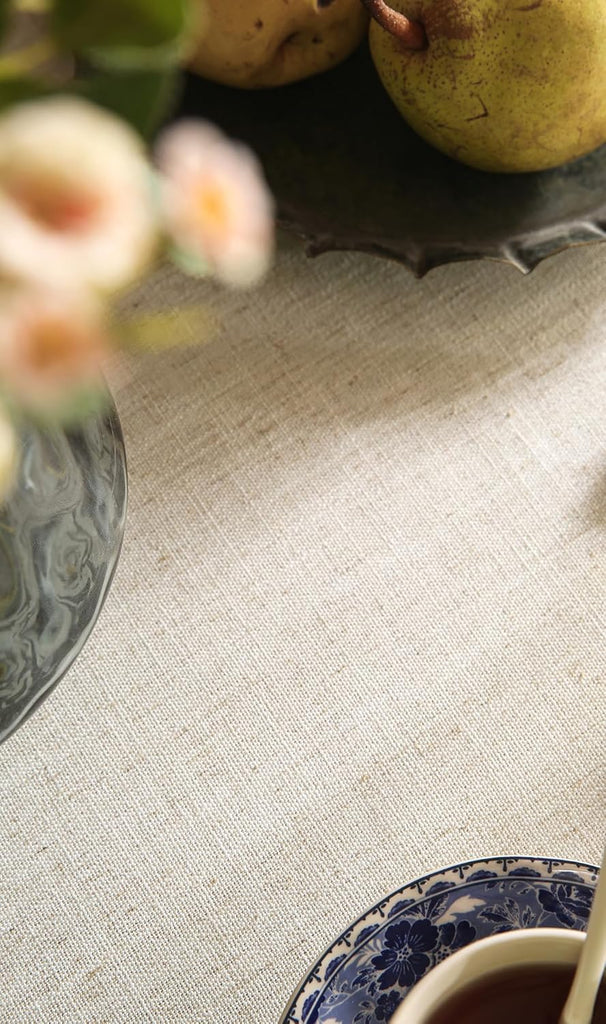 Designer Vintage Small Blue Rectangle Table Cloth,Linen Leaves Pattern Floral Tablecloth,Farmhouse F